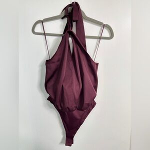 Guess Burgundy Halter Bodysuit